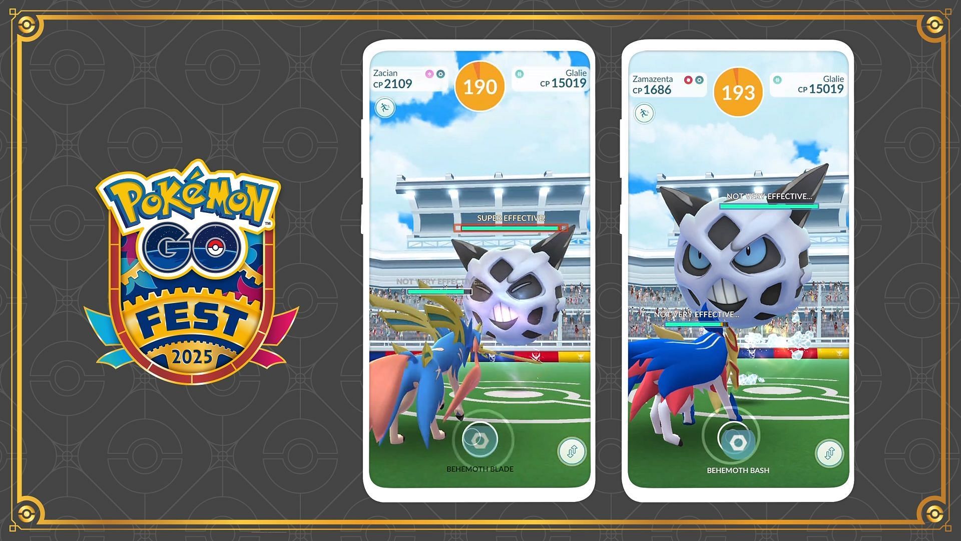 Zacian using Behemoth Blade and Zamazenta using Behemoth Bash in Pokemon GO (Image via TPC)